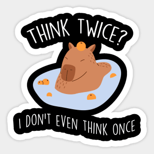 Capybara Mandarin Orange Think Twice Sticker